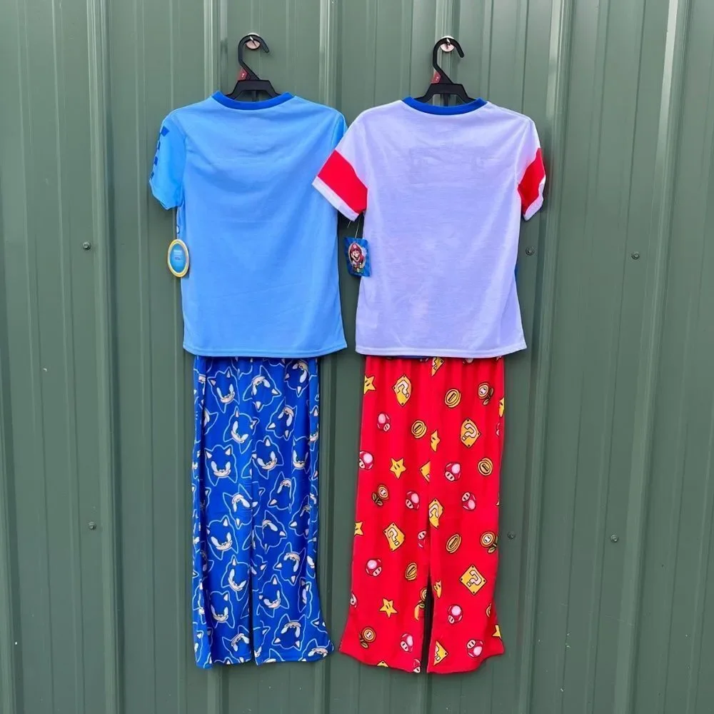 Boys Mario & Sonic Short Sleeve Top & Sleep Pants Pajama 2, 2-Piece Sets Size M